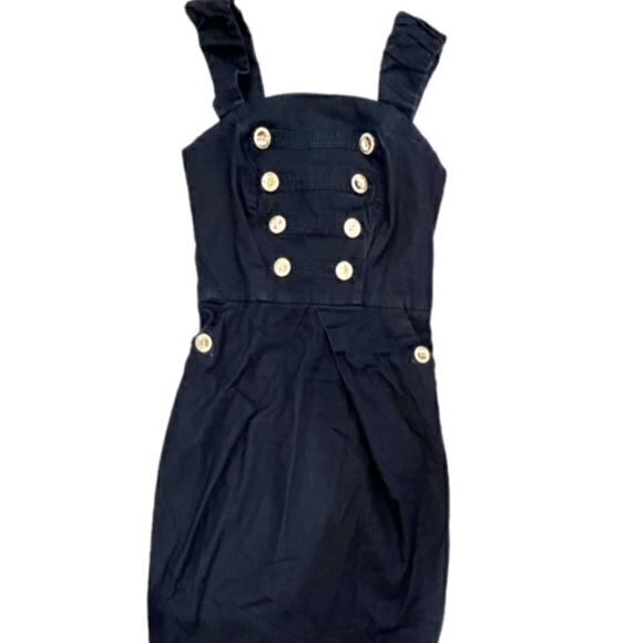 BUNDLE 3 FOR $18- NEW Military Denim Dress Blue Gold Buttons Nautical Coastal XS - Picture 6 of 13